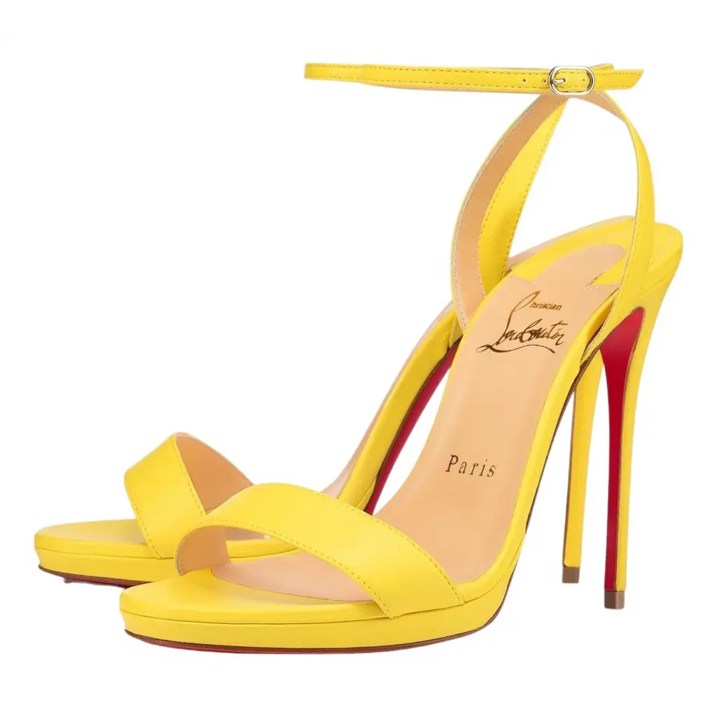 Christian Louboutin Loubi Queen 120 Yellow Nappa Ankle Strap