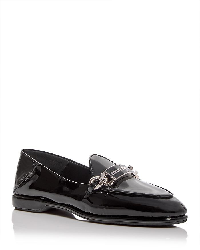 MIU MIU Vernice convertible Loafer/Mule 10/40 Flat Shoe,ITALY,LOGO