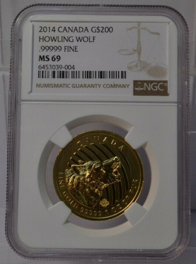 2014 CANADA G$200 HOWLING WOLF NGC MS 69 1 OZ .99999 FINE GOLD