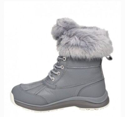 UGG ADIRONDACK III FLUFF GEYSER/GRAY WP LEATHER SNOW BOOTS WOMEN