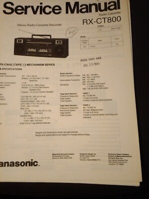 Panasonic RX Ct800 Boombox Vintage FM Line in Dual Cassette EQ