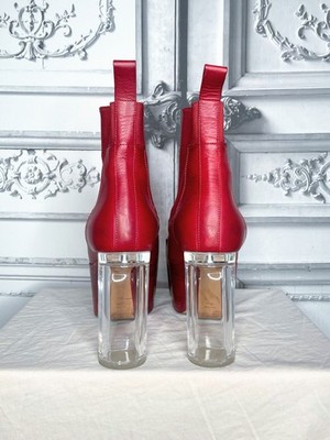 Rick Owens - FW2021 - Kiss Boots in red leather with silver front
