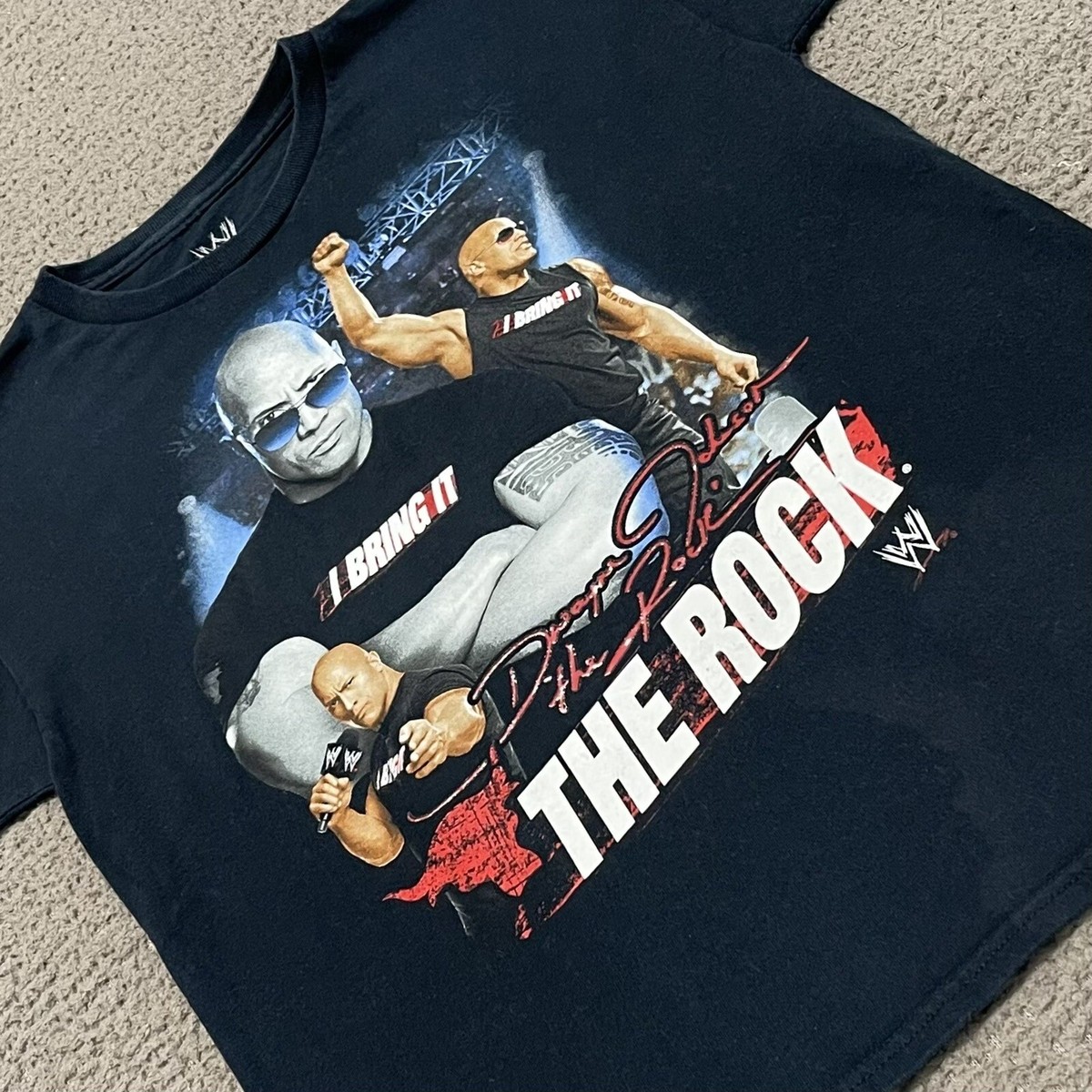 WWE T Shirt Boys 18/20 Black Dwayne The Rock Johnson I Bring It