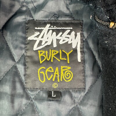 Vintage Stussy Burly Gear World Tribe Mens Wool Hooded Varsity