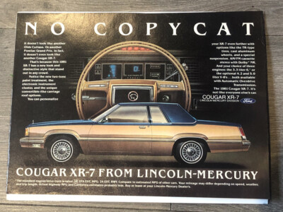 1981 MERCURY COUGAR XR-7 : Vintage Magazine PRINT AD | eBay