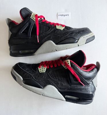 Air Jordan 4 Retro Rare Air Black Laser 2005 Men's Shoe Size 9.5