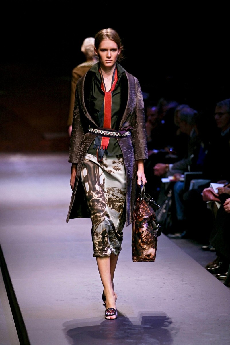Prada Vintage Archive Fall 2004 Roman Ruins Landscape Print Skirt