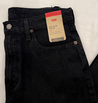 Levis 512 Slim Taper Stretch Mens Ripped Jeans 33X32 Black W33L32