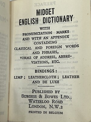 Original vintage miniature dictionaries by Midget series Burgess