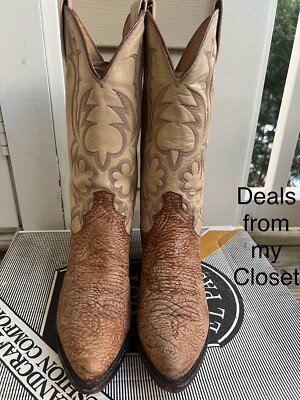Vintage Dan Post Handcrafted El Paso Sz 9D Tan Exotic Boots Sty