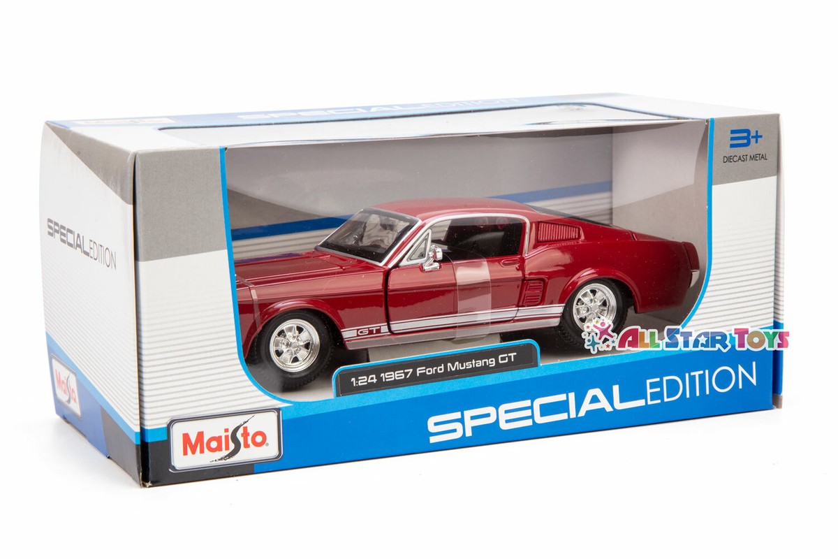 1967 FORD MUSTANG GT RED 1/24 SCALE DIECAST CAR BY MAISTO 31260R