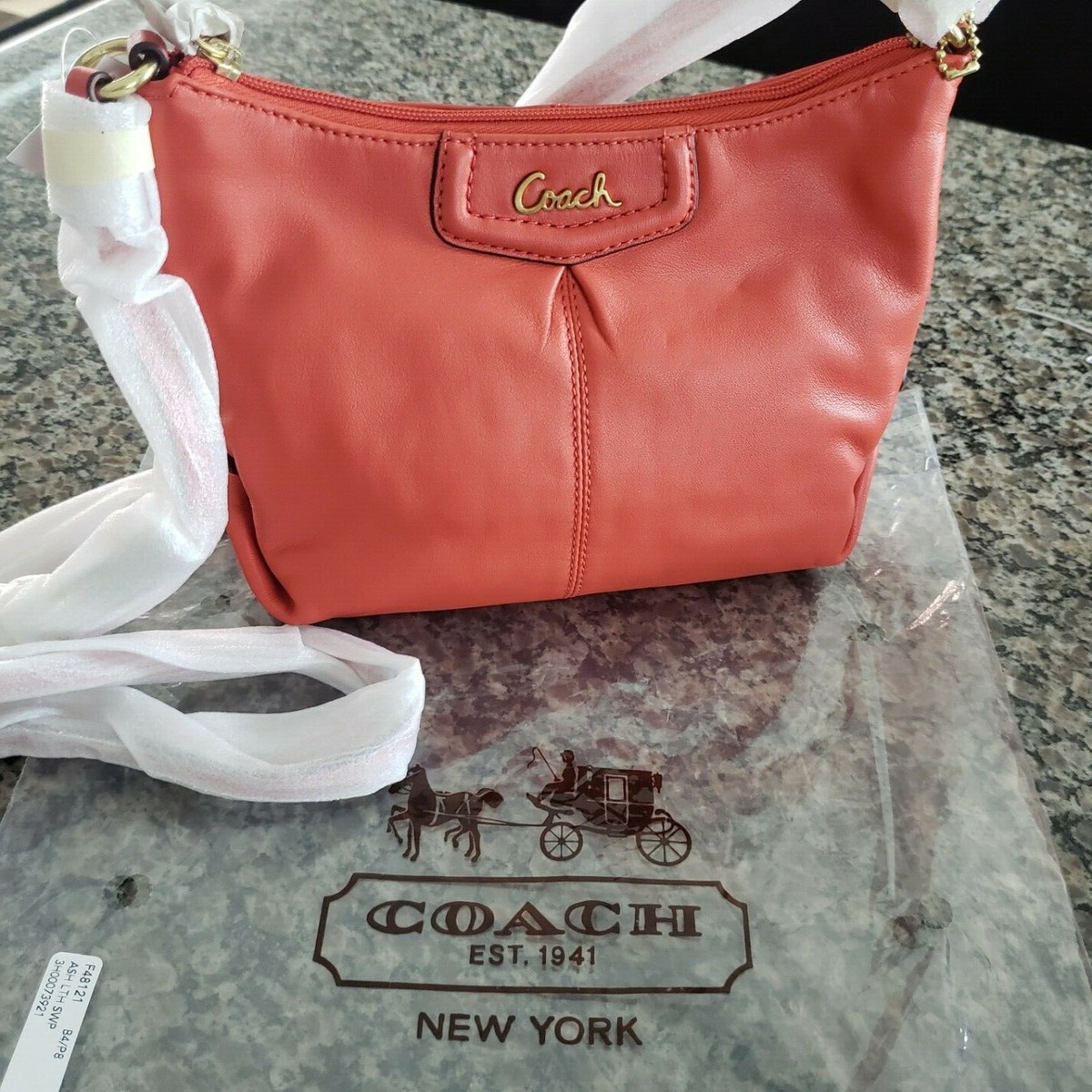 NWT Coach Ashley Leather Swingpack Crossbody Bag F48121 Persimmon