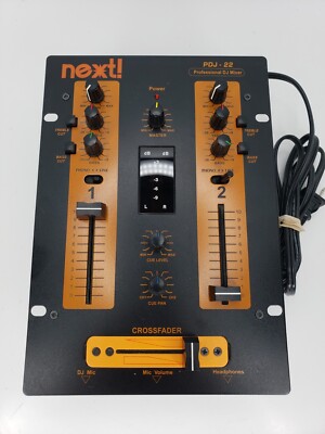 NEXT Crossfader PDJ-22 Professional DJ Mixer Black Orange w/ Power