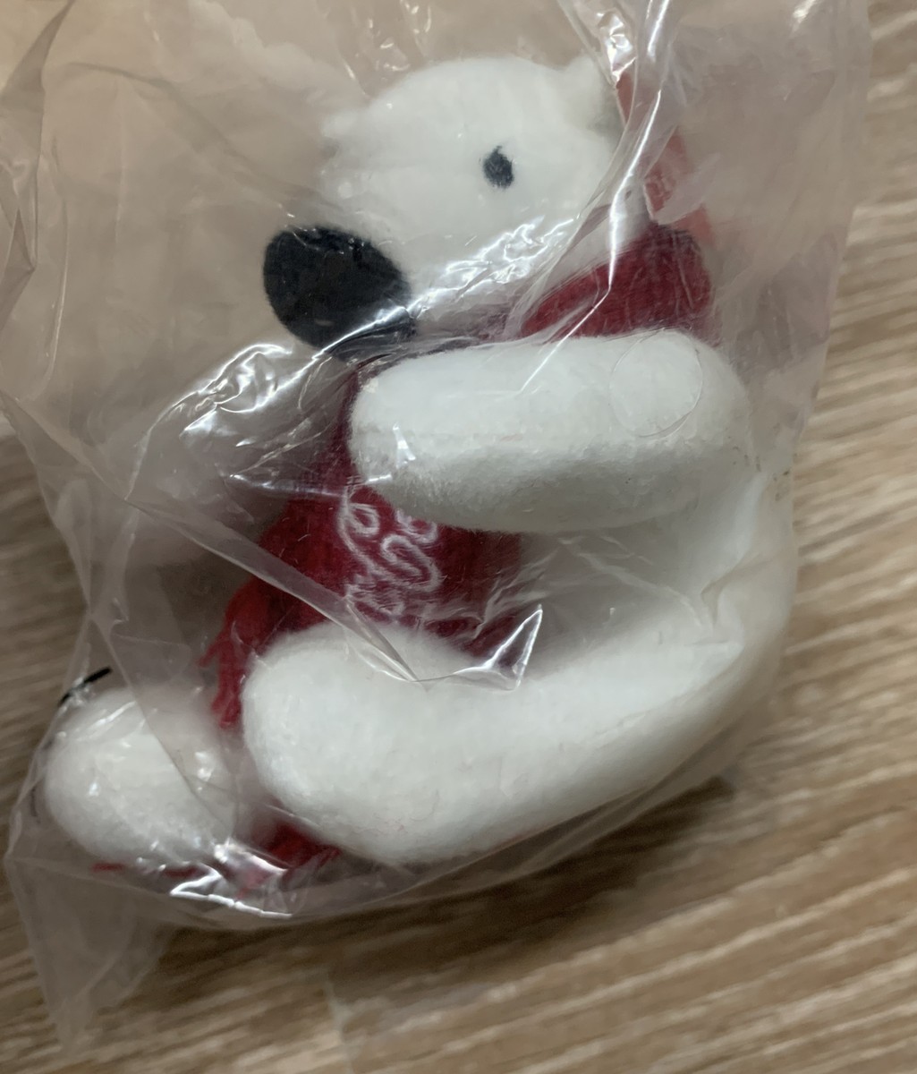 Coca-Cola Coke Mini Bear Plush Stuffed Animal White Polar Bear Red