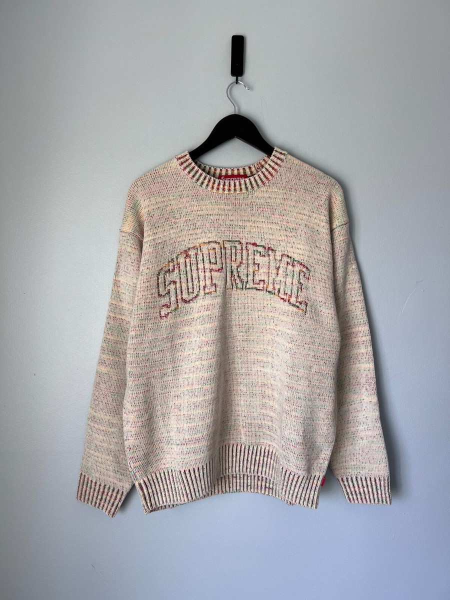 Supreme Contrast Arc Logo Sweater - Size Large - White - NEW | eBay