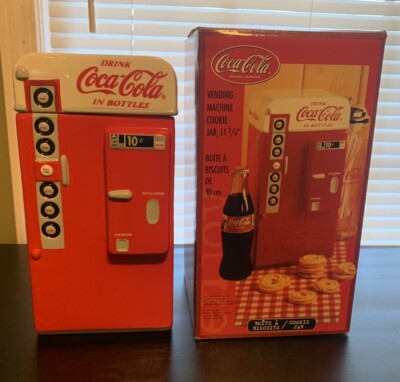 Vintage Coca Cola Soda Coke Can Vending Machine Cookie Jar In Box