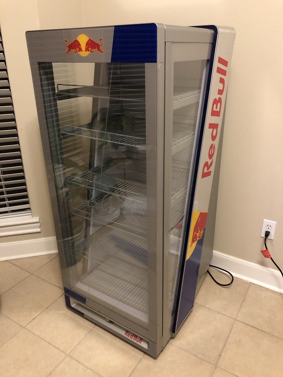New Red Bull Energy Refrigerator Glass Door Aluminum Bar Large LED