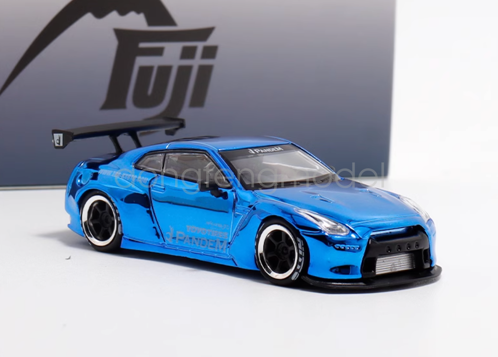 Fuji 1:64 Plating Blue GTR R35 Pandem Rocket Bunny Model Diecast
