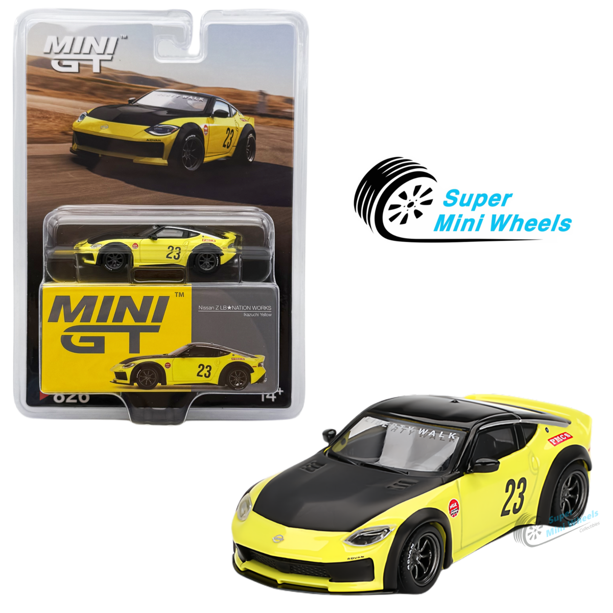Mini GT 1:64 Nissan Z LB NATION WORKS Ikazuchi Yellow #826 | eBay