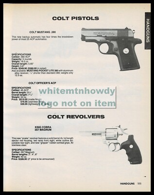 1988 COLT Mustang .380 Pistol, King Cobra .357 Magnum Revolver