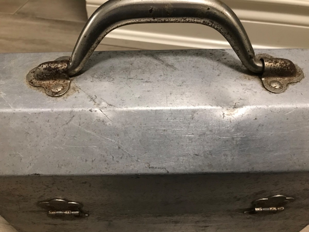 L MAY MFG Vintage Aluminum Miners Lunch Box Pail - Sudbury Ontario