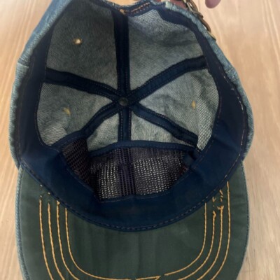 Vintage Levis Hat Denim 70s Leather Patch Cap Adjustable Orange | eBay