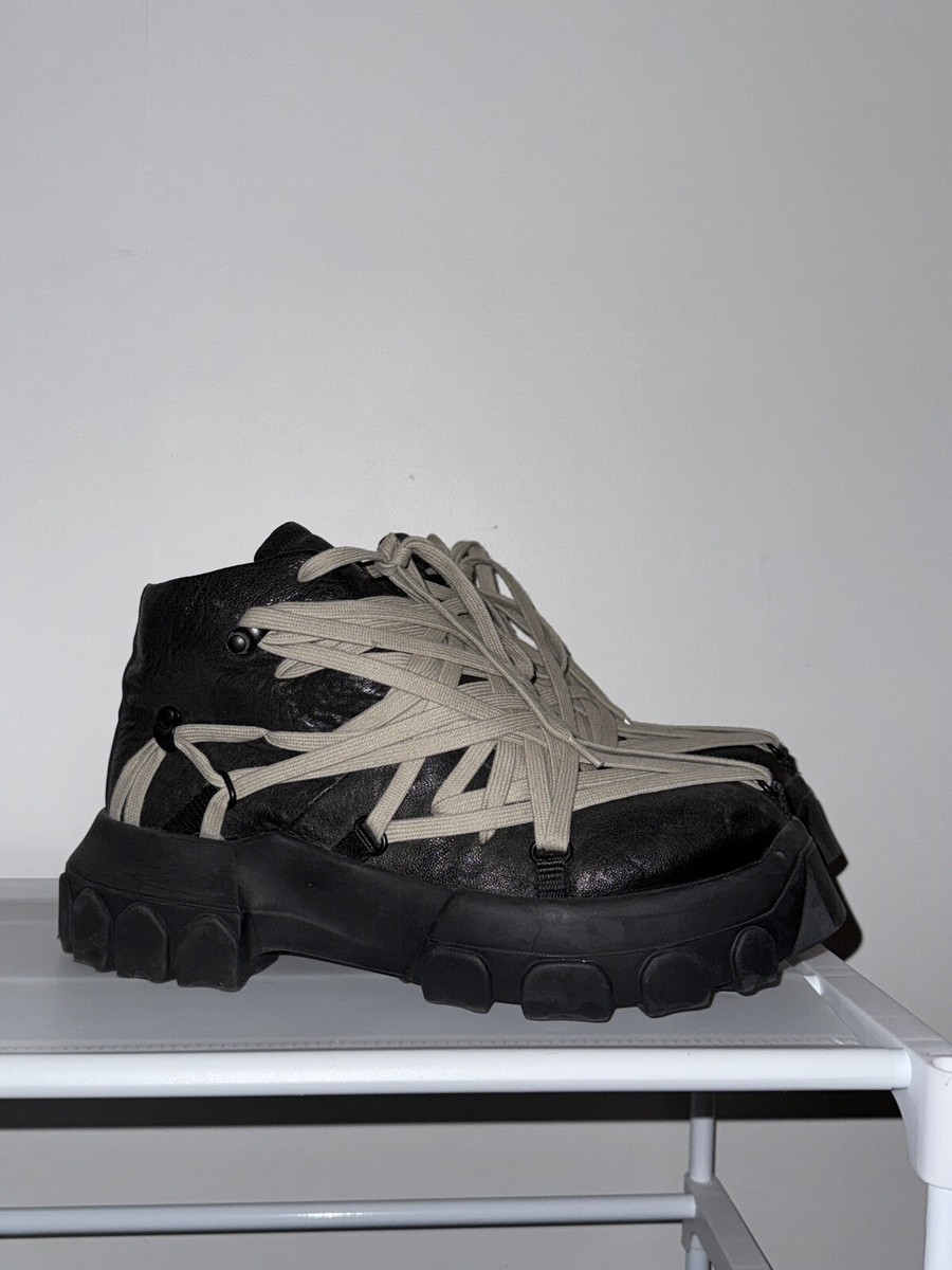 Rick Owens SS20 Megalace Tecuatl Tractor Sneaker Boots Black Size