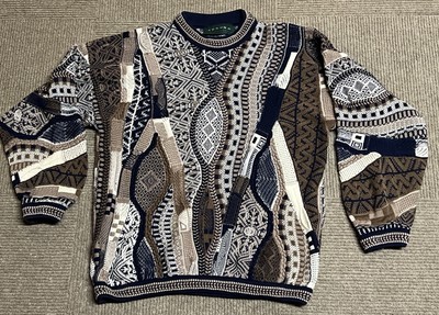 Vintage Tundra Canada 3D Knit Coogi Style Sweater Large L 90s