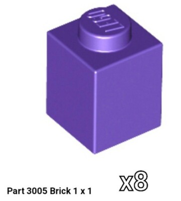LEGO Parts 3005 DARK PURPLE Brick 1 x 1 Lot of 8 New 6084028