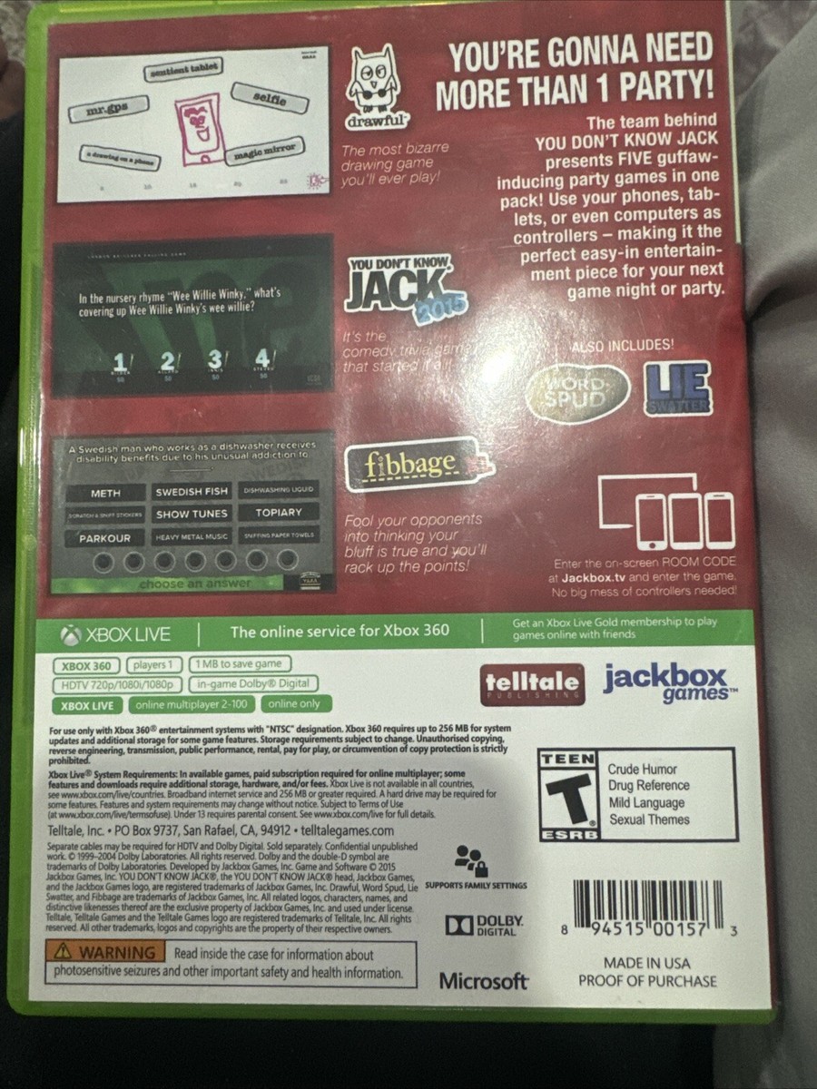 Jackbox Party Pack (Xbox 360) Mint 894515001573| eBay