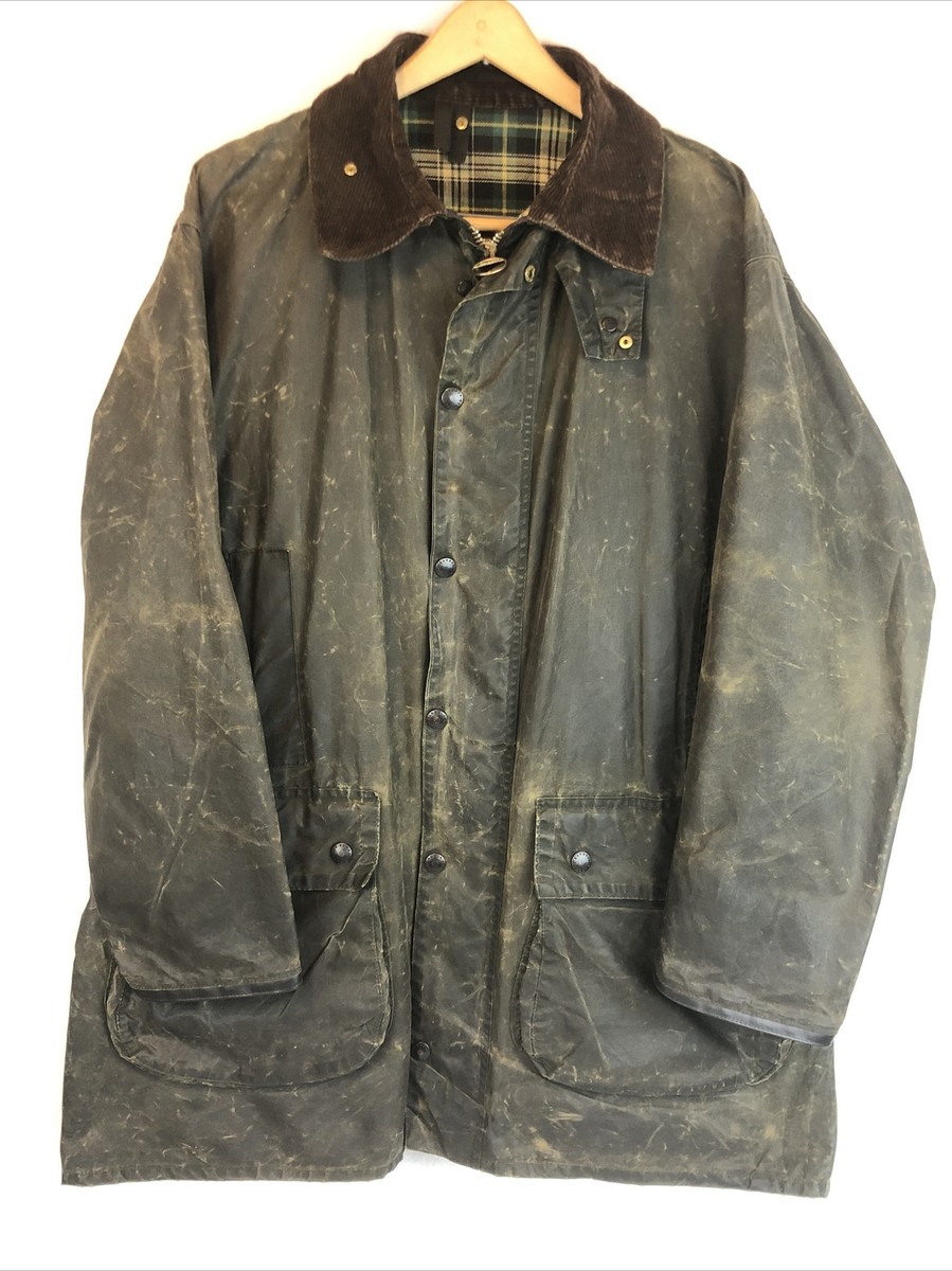 Barbour 3 Crest Border Jacket Size 44 XL Waxed With Liner C44 A200