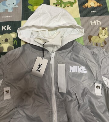 Nike x Sacai Layered Bomber Jacket Grey White Women's Sz Medium