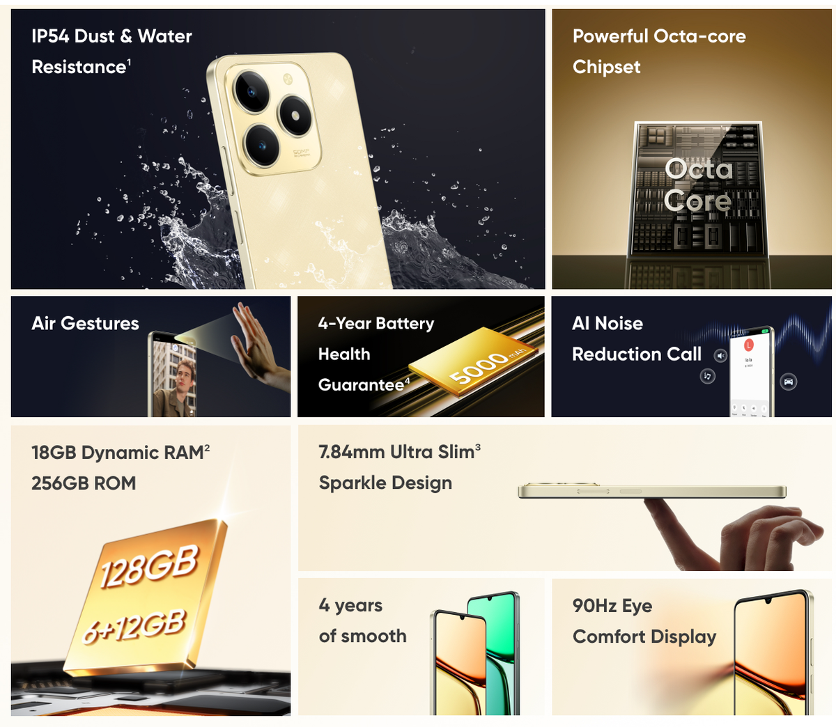 Realme C61 4G LTE Sparkle Gold - 8GB RAM - 256GB ROM - Unlocked