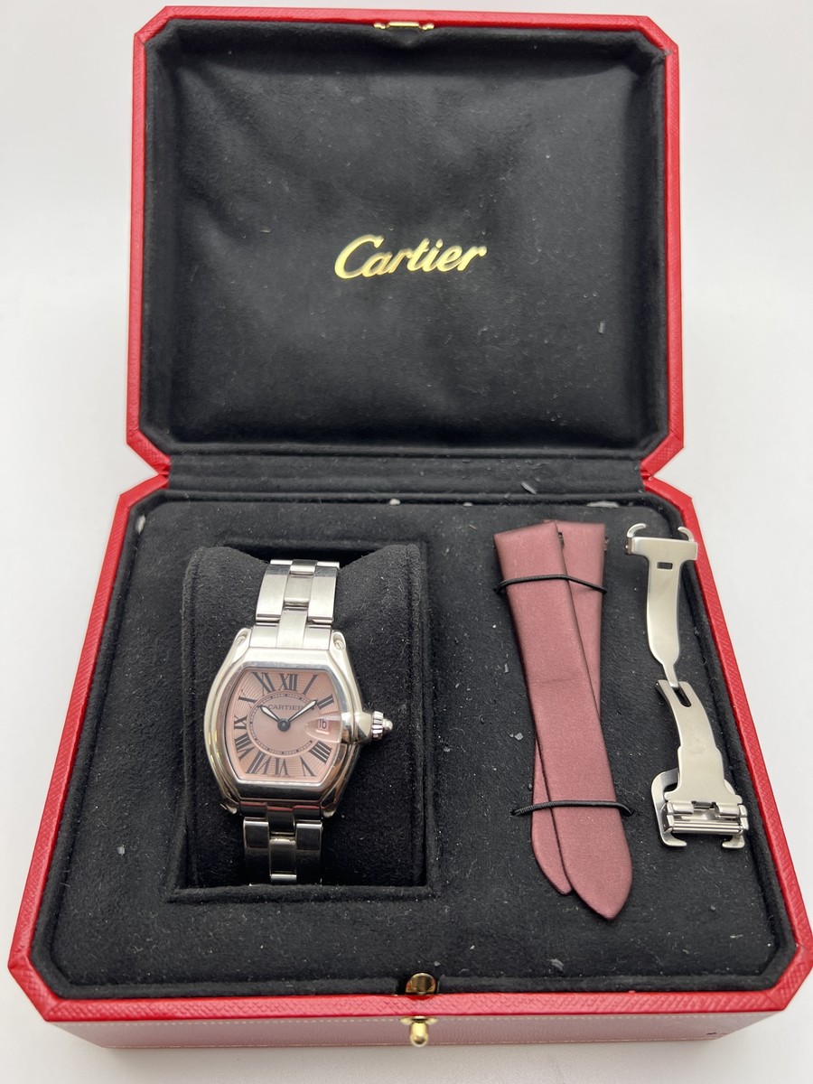 Cartier Roadster Pink Dial W62017V3 Stainless Steel Quartz Ladies