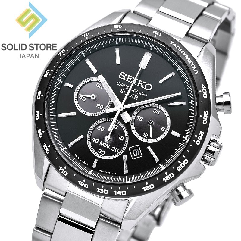 SEIKO SELECTION SBPY167 Chronograph Solar Analog Watch Black Dial