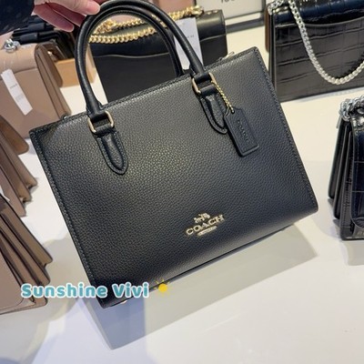 NEW COACH Maggie Small Tote Bag CY668 Refined Pebble Leather Black