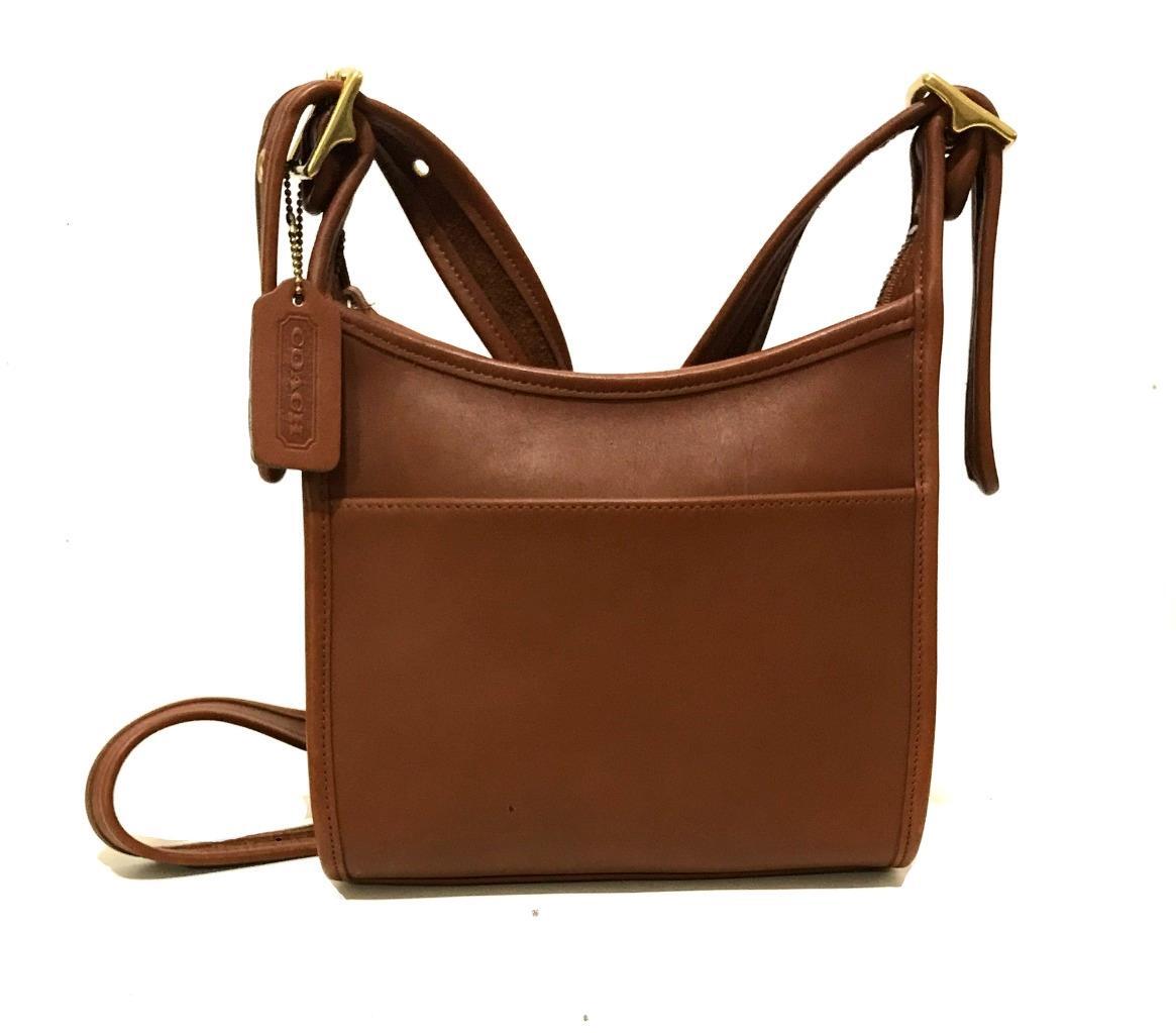 MINT Coach 90s Vtg British Tan Leather Legacy Zip Sm Crossbody Bag