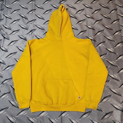Vintage 80s Russell Athletic Yellow Pullover Hoodie Sweatshirt