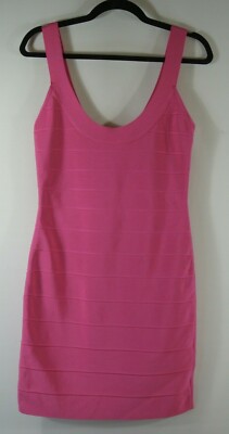 NEW HERVÉ LÉGER Bandage mini dress in Pink- Size L #D3881 | eBay