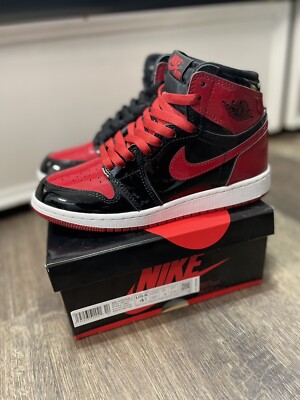 AIR JORDAN NIKE 1 RETRO HIGH OG GS PATENT BRED GOOD CONDITION SIZE