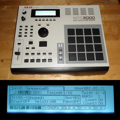 Akai MPC 2000 w/Custom White LEDs & Black PADs Max RAM Sample
