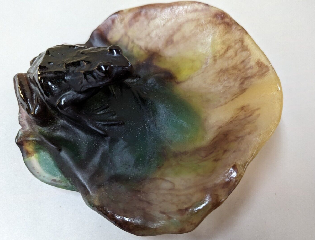 Daum France Pate de Verre Large Frog on Lily Pad Signed 6.5” | eBay