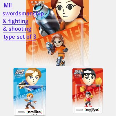 Nintendo amiibo Mii fighting, shooting, sword fighting 3SET Super