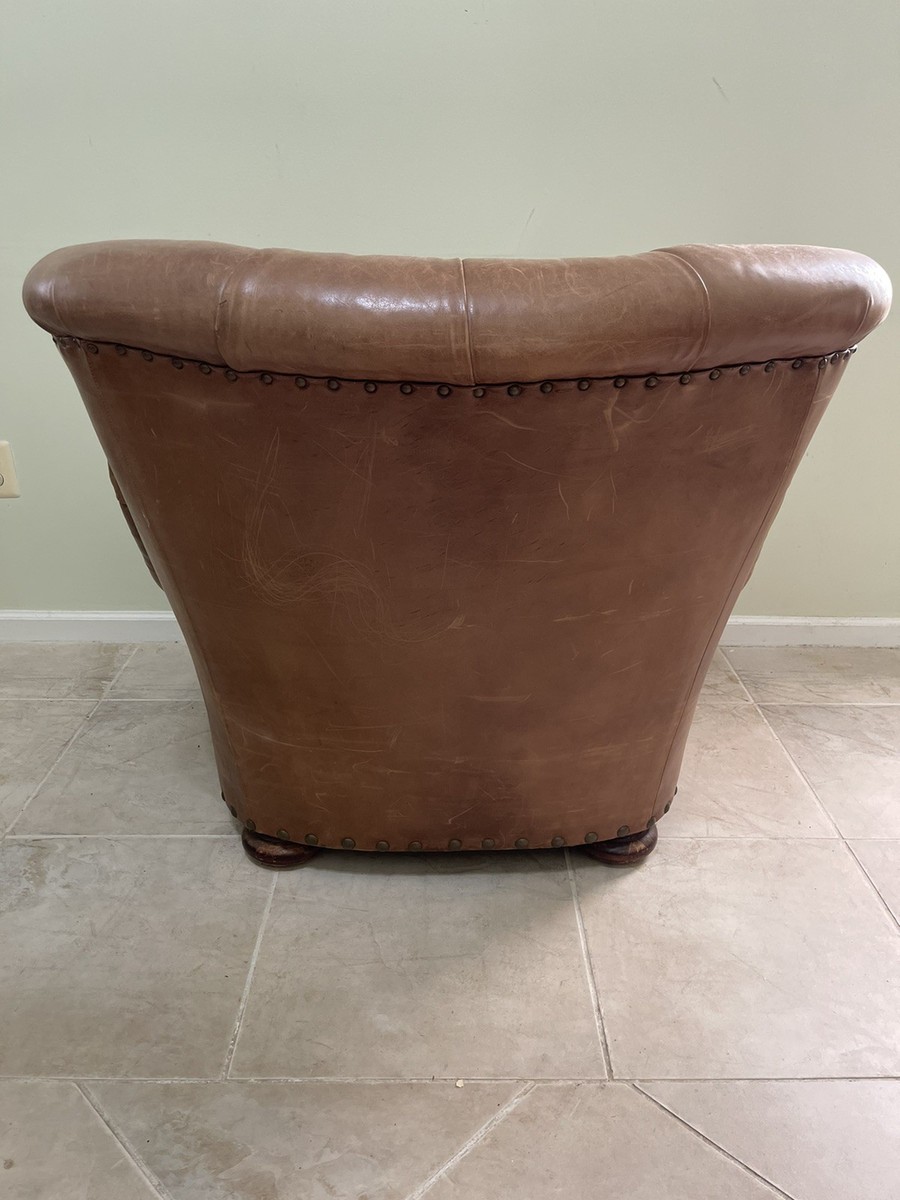 Polo Ralph Lauren Writer's Chair Brown Tufted Leather USA Made By