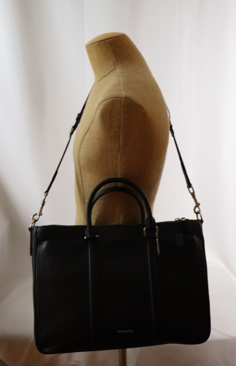 Coach Perry Metropolitan Tote Crossgrain Leather Black Briefcase