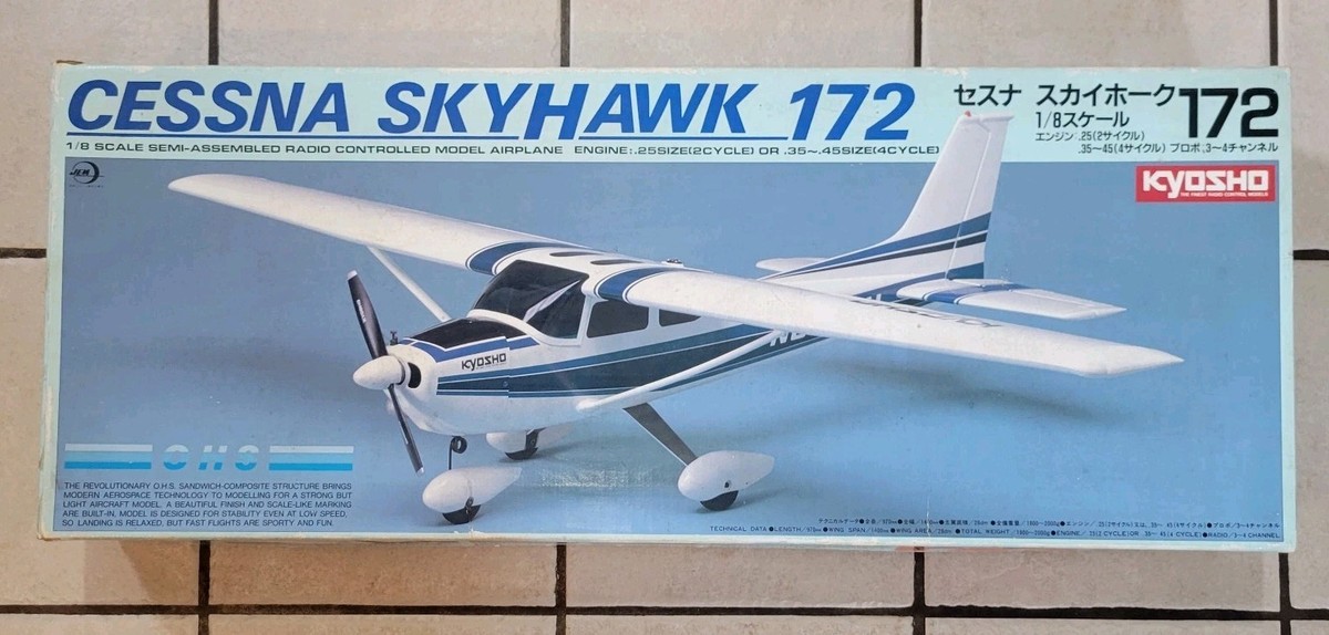Vintage Kyosho Cessna Skyhawk 172 1/8 Scale RC Airplane Model Kit