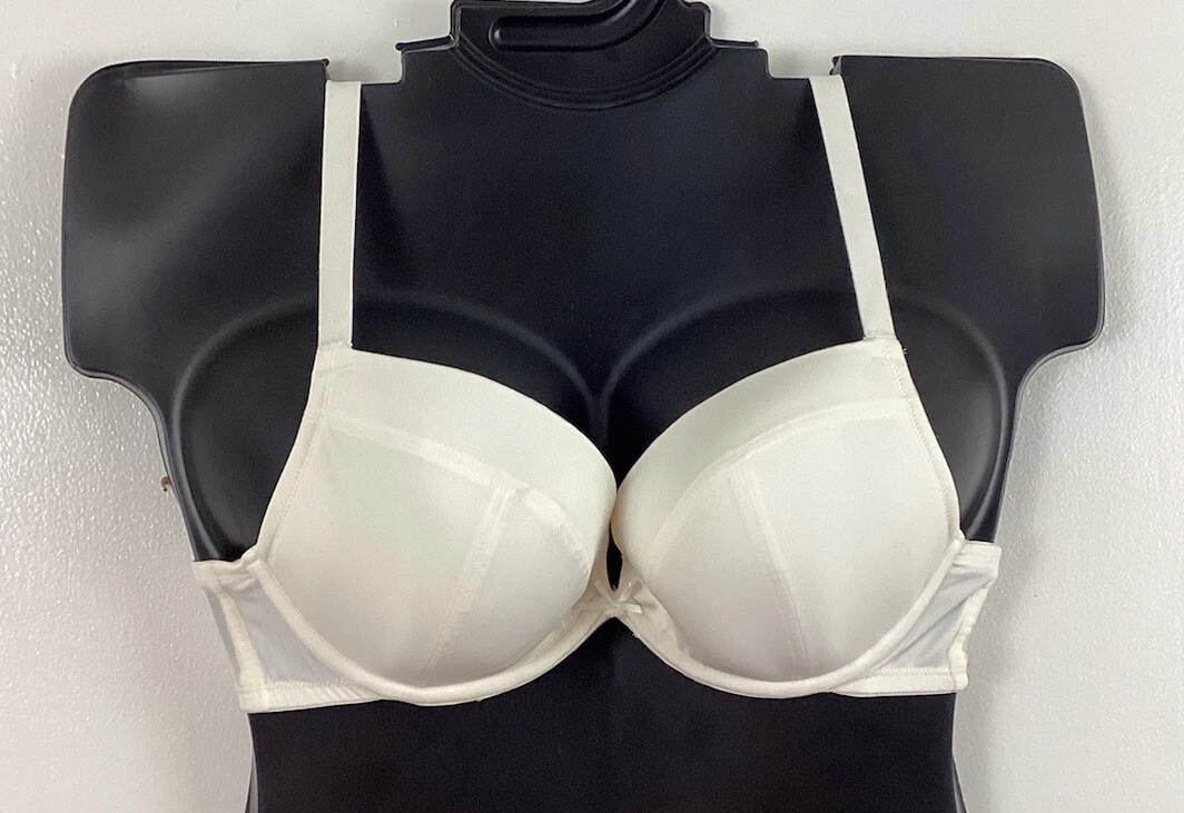 Three Seam Cup Wire Plunge Bra Nylon IVORY Cacique Lane Bryant