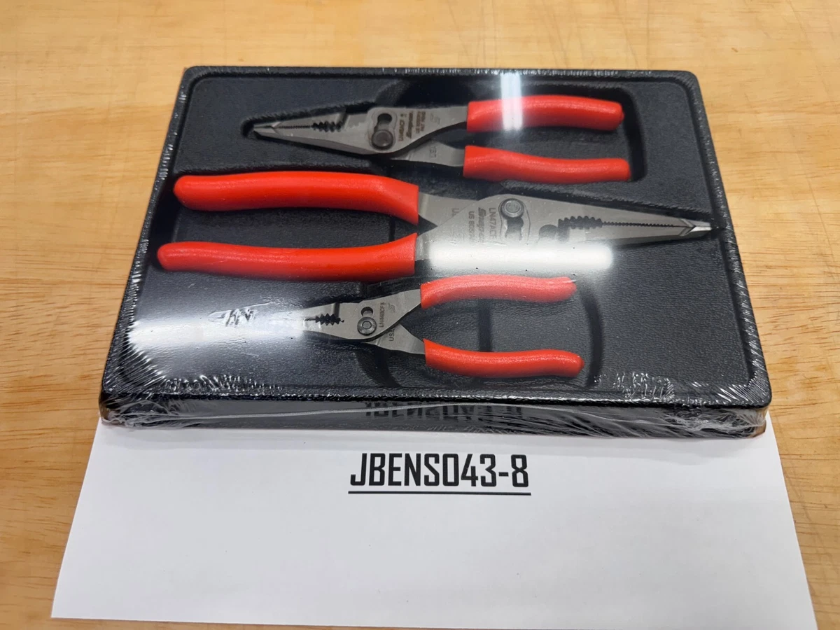Snap-On Tools ORANGE 3pc Soft Grip Long Nose Slip Joint Pliers Set
