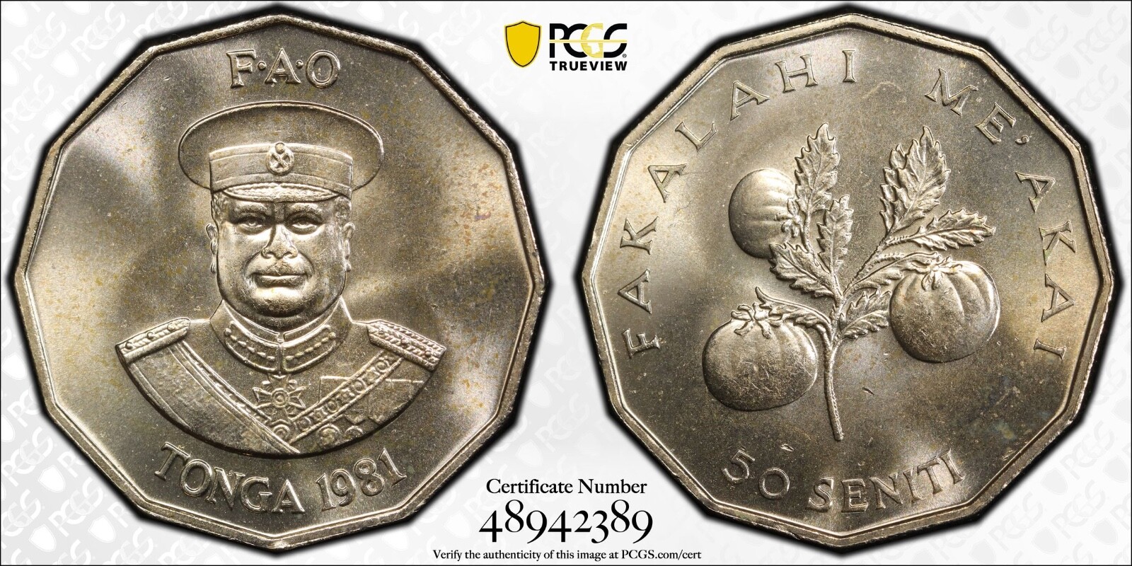 1981 Tonga 50 Seniti FAO World Food Day CuNi Copper-Nickel Km#71