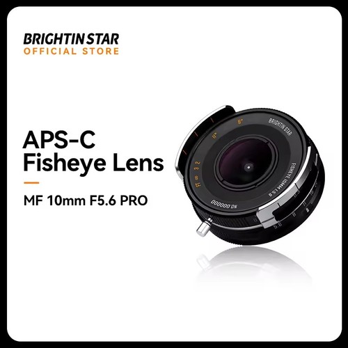 Brightin Star 10mm F5.6 Pro APS-C MF Fisheye Lens for Canon Nikon